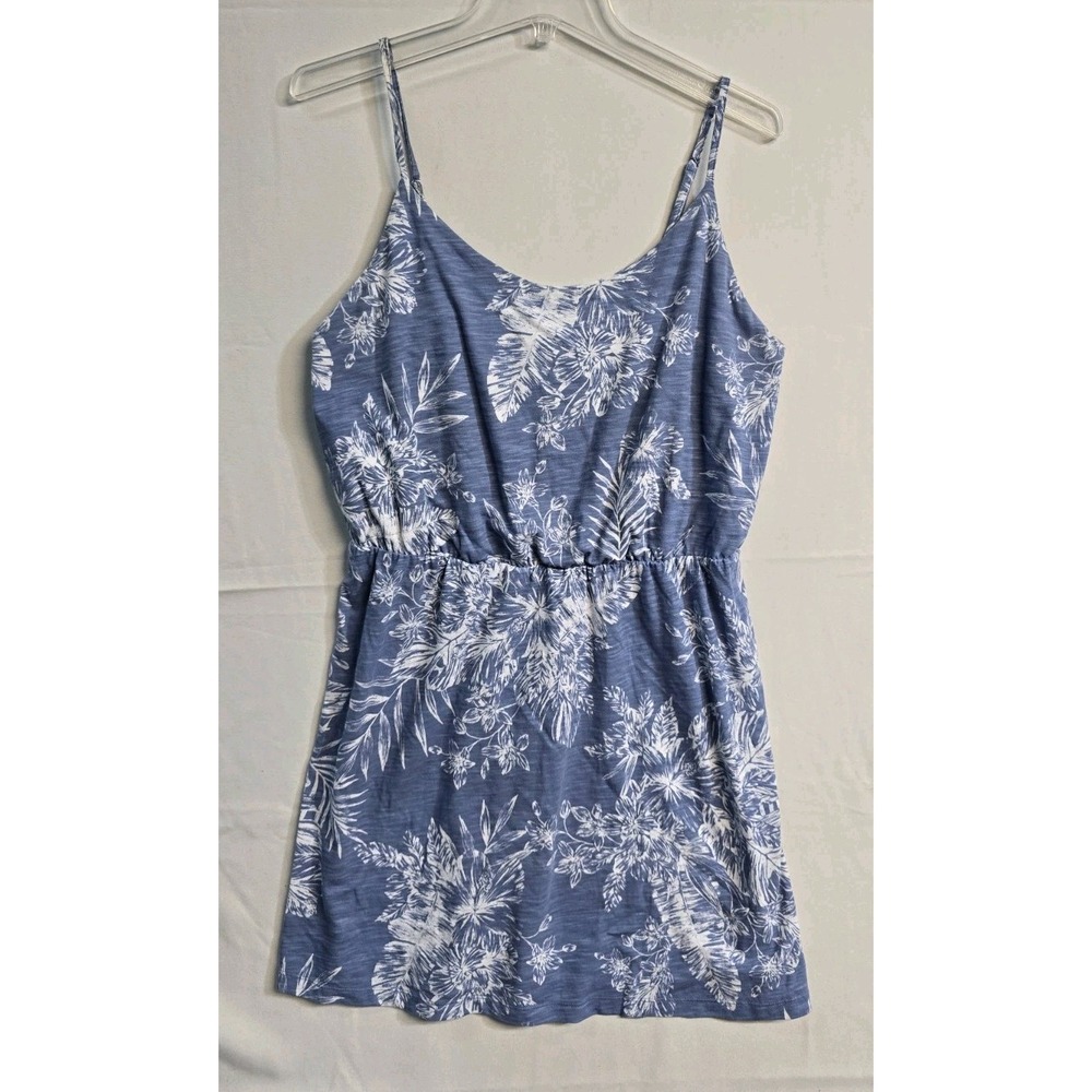 Old Navy Women's Midi Tank Dress Blue Palm L Knit Cotton